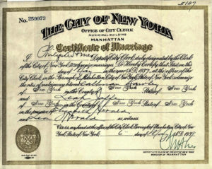 Rawley-Jaffe marriage certificate