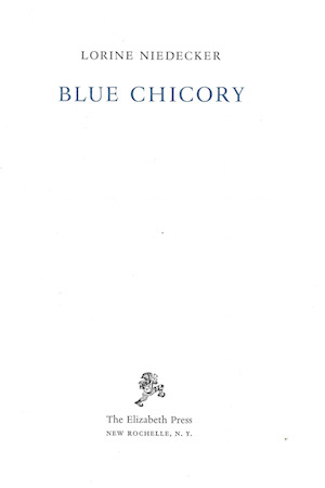 Title page of Lorine Niedecker's Blue Chicory