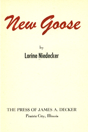 Title page, Lorine Niedecker's New Goose