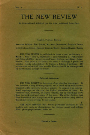 Editorial page of the first issue of The New Review